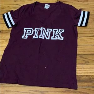 maroon pink Victoria secret V-neck t-shirt